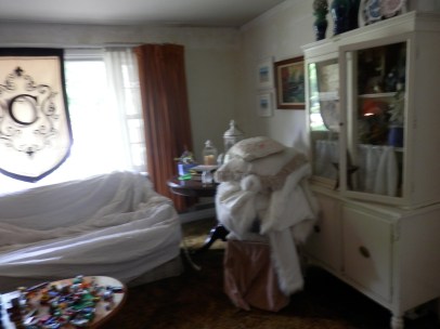 Before Photo of our Messy, Cluttered Living Room