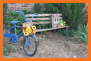 autumn colors and a blue bike in fall, decorated with sunflowers set the scene for the Christian parenting tips on the first day of school